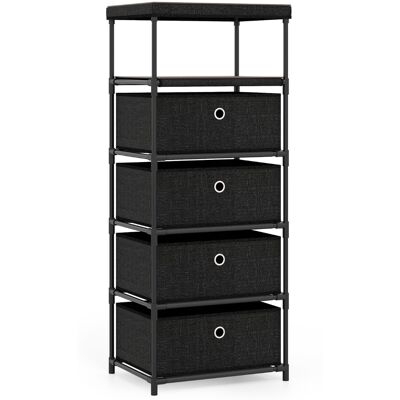 CostwayCommode 4 Tiroirs Tour de Rangement en Tissu avec Plateau en Bois et Structure En Métal Meuble de Rangement Industriel Noir - Publicité CostwayCommode 4 Tiroirs Tour de Rangement en Tissu avec Plateau en Bois et Structure En Métal Meuble de Rangement Industriel Noir - Publicité