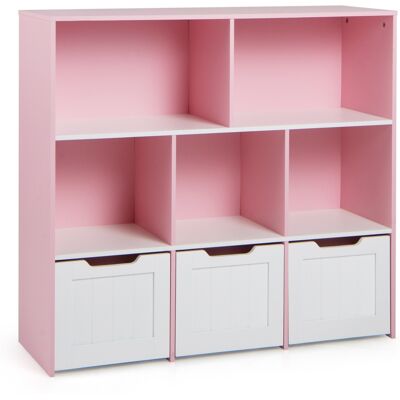 CostwayMeuble de Rangement Enfant Bibliothèque en Bois avec 5 Cubes et 3 Tiroirs Roulants Amovibles Organisateur 100 x 33 x 90 cm Rose - Publicité CostwayMeuble de Rangement Enfant Bibliothèque en Bois avec 5 Cubes et 3 Tiroirs Roulants Amovibles Organisateur 100 x 33 x 90 cm Rose - Publicité