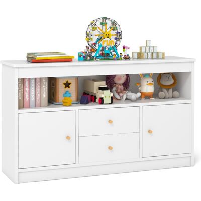 CostwayMeuble de Rangement pour Jouets d Enfants Bibliothèque en Bois pour Enfants Etagère Ouverte 2 Tiroirs 2 Portes Blanc - Publicité CostwayMeuble de Rangement pour Jouets d Enfants Bibliothèque en Bois pour Enfants Etagère Ouverte 2 Tiroirs 2 Portes Blanc - Publicité