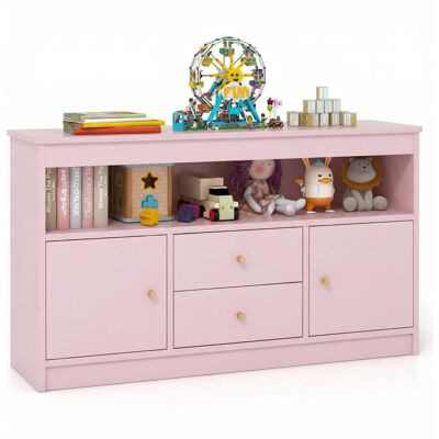 CostwayMeuble de Rangement pour Jouets d Enfants Bibliothèque en Bois pour Enfants Etagère Ouverte 2 Tiroirs 2 Portes Rose - Publicité CostwayMeuble de Rangement pour Jouets d Enfants Bibliothèque en Bois pour Enfants Etagère Ouverte 2 Tiroirs 2 Portes Rose - Publicité