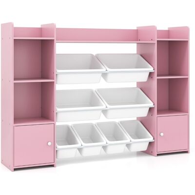 CostwayOrganisateur de Rangement pour Jouets Étagère 4 Niveaux pour Enfants avec 8 Bacs Amovibles et Bibliothèque Armoire pour Tout-Petits Rose - Publicité CostwayOrganisateur de Rangement pour Jouets Étagère 4 Niveaux pour Enfants avec 8 Bacs Amovibles et Bibliothèque Armoire pour Tout-Petits Rose - Publicité