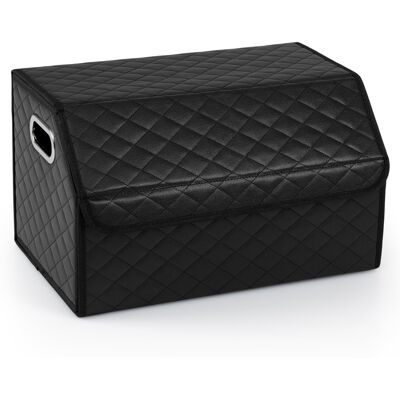 CostwayOrganisateur de Coffre de Voiture en Cuir avec Couvercle Boîte de Rangement Pliable avec Séparateur Amovible Capacité Matelassé 35L Noir - Publicité CostwayOrganisateur de Coffre de Voiture en Cuir avec Couvercle Boîte de Rangement Pliable avec Séparateur Amovible Capacité Matelassé 35L Noir - Publicité