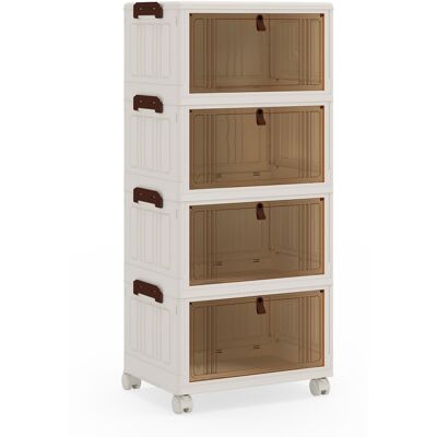 CostwayBoîte à Chaussures Pliable à 4 Niveaux Bac de Rangement Empilable avec Couvercle Portes & Roues Verrouillables pour Entrée - Publicité CostwayBoîte à Chaussures Pliable à 4 Niveaux Bac de Rangement Empilable avec Couvercle Portes & Roues Verrouillables pour Entrée - Publicité