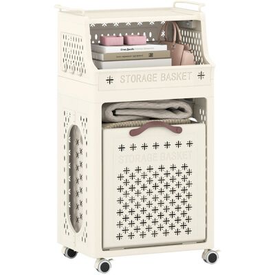 CostwayPanier à Linge Roulant Pliable en Plastique Multi-Couches avec Étagère Supérieure Bac de Rangement et Crochets Chariot Utilitaire Beige - Publicité CostwayPanier à Linge Roulant Pliable en Plastique Multi-Couches avec Étagère Supérieure Bac de Rangement et Crochets Chariot Utilitaire Beige - Publicité