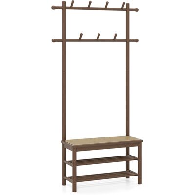 CostwayPorte-Manteau en Bambou Arbre de Hall en Rotin PE avec Banc et Rangement à Chaussures Banc d'Entrée avec 2 Barres de Suspension Marron - Publicité CostwayPorte-Manteau en Bambou Arbre de Hall en Rotin PE avec Banc et Rangement à Chaussures Banc d'Entrée avec 2 Barres de Suspension Marron - Publicité