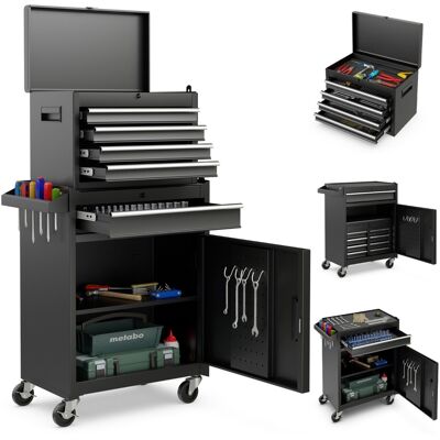 CostwayServante Porte Outils à 4 Tiroirs avec Roues Verrouillables Noir - Publicité CostwayServante Porte Outils à 4 Tiroirs avec Roues Verrouillables Noir - Publicité