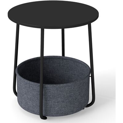 CostwayTable d'Appoint Ronde Table de Chevet à 2 Niveaux avec Panier de Rangement Amovible en Tissu & Cadre en Métal pour Salon 45 x 50,5 cm Noir - Publicité CostwayTable d'Appoint Ronde Table de Chevet à 2 Niveaux avec Panier de Rangement Amovible en Tissu & Cadre en Métal pour Salon 45 x 50,5 cm Noir - Publicité