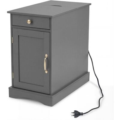 CostwayTable de Chevet avec Prises Intégrées Table de Nuit avec Porte Placard à Étagere Réglable Tiroir & Port Type C 60 x 35 x 62 CM Gris - Publicité CostwayTable de Chevet avec Prises Intégrées Table de Nuit avec Porte Placard à Étagere Réglable Tiroir & Port Type C 60 x 35 x 62 CM Gris - Publicité