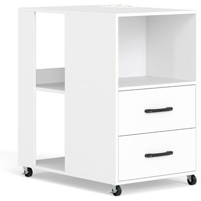 CostwayTable d'Appoint Table de Chevet Roulante avec Tiroirs et Étagères de Rangement Station de Recharge Intégrée Table de Nuit Blanc - Publicité CostwayTable d'Appoint Table de Chevet Roulante avec Tiroirs et Étagères de Rangement Station de Recharge Intégrée Table de Nuit Blanc - Publicité