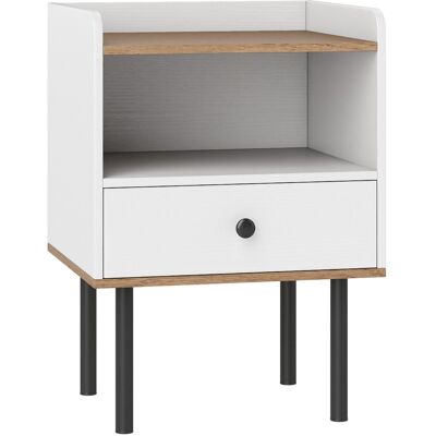 CostwayTable de Chevet Table de Nuit avec Tiroir et Étagère de Rangement Ouverte Table d'Appoint pour Canapé avec Pieds en Métal Blanc - Publicité CostwayTable de Chevet Table de Nuit avec Tiroir et Étagère de Rangement Ouverte Table d'Appoint pour Canapé avec Pieds en Métal Blanc - Publicité