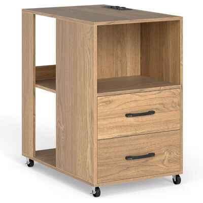 CostwayTable d'Appoint Table de Chevet Roulante avec Tiroirs et Étagères de Rangement Station de Recharge Intégrée Table de Nuit Naturel - Publicité CostwayTable d'Appoint Table de Chevet Roulante avec Tiroirs et Étagères de Rangement Station de Recharge Intégrée Table de Nuit Naturel - Publicité