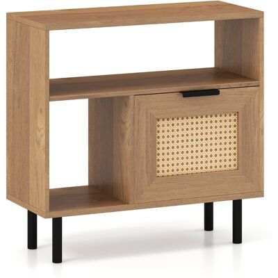 CostwayTable de Chevet en Rotin Bohème Table d'Appoint avec Étagère de Rangement Armoire et Pieds en Métal Table de Nuit Rustique Naturel - Publicité CostwayTable de Chevet en Rotin Bohème Table d'Appoint avec Étagère de Rangement Armoire et Pieds en Métal Table de Nuit Rustique Naturel - Publicité