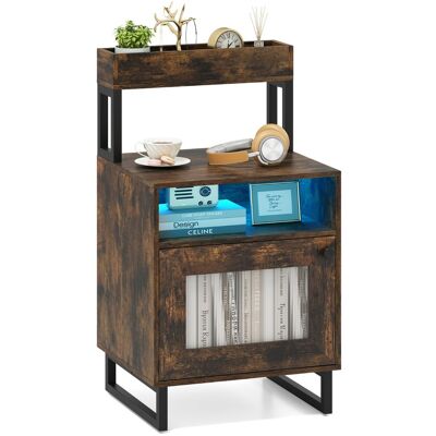 CostwayTable de Chevet avec Lumières LED Table de Nuit Moderne avec Cadre Métallique Robuste Plateau Supérieur Compartiment Ouvert Marron Rustique - Publicité CostwayTable de Chevet avec Lumières LED Table de Nuit Moderne avec Cadre Métallique Robuste Plateau Supérieur Compartiment Ouvert Marron Rustique - Publicité