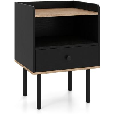 CostwayTable de Chevet Table de Nuit avec Tiroir et Étagère de Rangement Ouverte Table d'Appoint pour Canapé avec Pieds en Métal Noir - Publicité CostwayTable de Chevet Table de Nuit avec Tiroir et Étagère de Rangement Ouverte Table d'Appoint pour Canapé avec Pieds en Métal Noir - Publicité