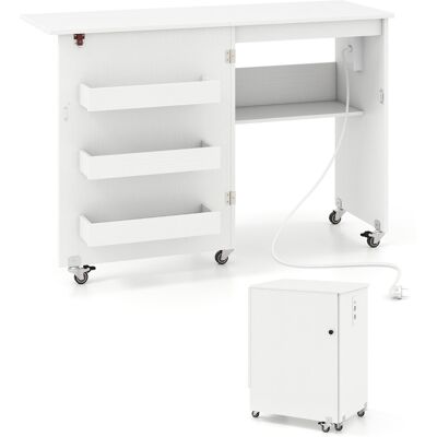 CostwayTable de Couture Pliante avec Station de Charge Chariot de Bricolage Pliable avec Étagère et Tiroirs Armoire de Rangement Blanc - Publicité CostwayTable de Couture Pliante avec Station de Charge Chariot de Bricolage Pliable avec Étagère et Tiroirs Armoire de Rangement Blanc - Publicité