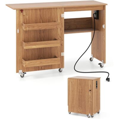 CostwayTable de Couture Pliante avec Station de Charge Chariot de Bricolage Pliable avec Étagère et Tiroirs Armoire de Rangement Naturel - Publicité CostwayTable de Couture Pliante avec Station de Charge Chariot de Bricolage Pliable avec Étagère et Tiroirs Armoire de Rangement Naturel - Publicité