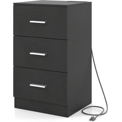CostwayTable d'Appoint avec Station de Charge Table de Chevet avec 3 Tiroirs de Rangement Port USB et 2 Kits Anti-Basculement 38 x 35 x 66 CM Noir - Publicité CostwayTable d'Appoint avec Station de Charge Table de Chevet avec 3 Tiroirs de Rangement Port USB et 2 Kits Anti-Basculement 38 x 35 x 66 CM Noir - Publicité