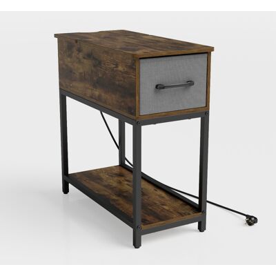 CostwayTable d'Appoint avec Station de Charge et Éclairage LED Table de Chevet Industrielle avec Tiroir en Tissu et Étagère Ouverte Marron - Publicité CostwayTable d'Appoint avec Station de Charge et Éclairage LED Table de Chevet Industrielle avec Tiroir en Tissu et Étagère Ouverte Marron - Publicité
