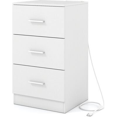 CostwayTable d'Appoint avec Station de Charge Table de Chevet avec 3 Tiroirs de Rangement Port USB et 2 Kits Anti-Basculement 38 x 35 x 66 CM Blanc - Publicité CostwayTable d'Appoint avec Station de Charge Table de Chevet avec 3 Tiroirs de Rangement Port USB et 2 Kits Anti-Basculement 38 x 35 x 66 CM Blanc - Publicité