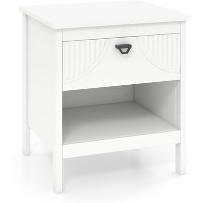 Costway - Table d Appoint 2 Niveaux - Blanc - Tiroir - Table - Publicité Costway - Table d Appoint 2 Niveaux - Blanc - Tiroir - Table - Publicité