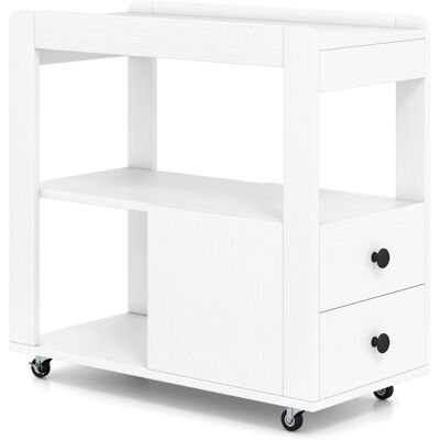 CostwayTable d'Appoint Étroite Table de Chevet à 2 Tiroirs avec Étagères Ouvertes Organisateur de Rangement avec Roulettes Verrouillables Blanc - Publicité CostwayTable d'Appoint Étroite Table de Chevet à 2 Tiroirs avec Étagères Ouvertes Organisateur de Rangement avec Roulettes Verrouillables Blanc - Publicité