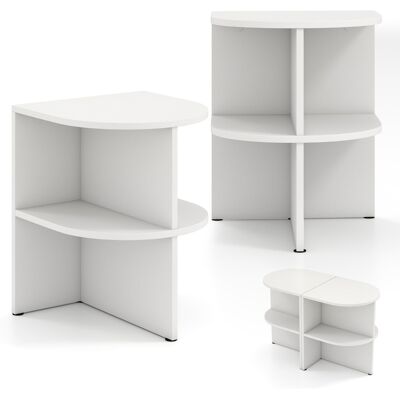 CostwayEnsemble de 2 Tables d Appoint Demi-Ronde Tables de Chevet Demi-Lune à 2 Niveaux avec Étagères Ouvertes 38 X 38 X 48,5CM Blanc - Publicité CostwayEnsemble de 2 Tables d Appoint Demi-Ronde Tables de Chevet Demi-Lune à 2 Niveaux avec Étagères Ouvertes 38 X 38 X 48,5CM Blanc - Publicité