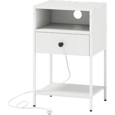 CostwayTable de Chevet avec Station de Charge Table d'Appoint Industrielle avec Compartiment Ouvert Tiroir et Étagère de Rangement Blanc - Publicité CostwayTable de Chevet avec Station de Charge Table d'Appoint Industrielle avec Compartiment Ouvert Tiroir et Étagère de Rangement Blanc - Publicité