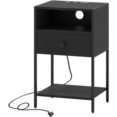 CostwayTable de Chevet avec Station de Charge Table d'Appoint Industrielle avec Compartiment Ouvert Tiroir et Étagère de Rangement Noir - Publicité CostwayTable de Chevet avec Station de Charge Table d'Appoint Industrielle avec Compartiment Ouvert Tiroir et Étagère de Rangement Noir - Publicité
