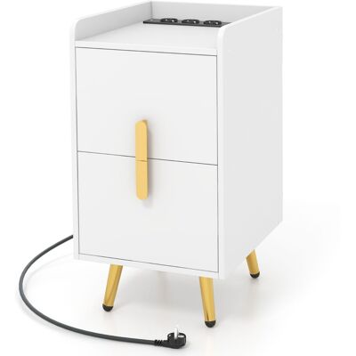 CostwayTable de Chevet avec Prise Table de Nuit Intelligente 2 Tiroirs Coulissants 1 Passe-câble 2 Ports USB & 3 Prises Bords Surélevés 40 x 32 x 60 cm Blanc - Publicité CostwayTable de Chevet avec Prise Table de Nuit Intelligente 2 Tiroirs Coulissants 1 Passe-câble 2 Ports USB & 3 Prises Bords Surélevés 40 x 32 x 60 cm Blanc - Publicité