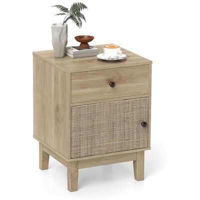 CostwayTable de Chevet en Rotin Table de Nuit Moderne du Milieu Du Siècle Tiroir de Rangement et Armoire Naturel - Publicité CostwayTable de Chevet en Rotin Table de Nuit Moderne du Milieu Du Siècle Tiroir de Rangement et Armoire Naturel - Publicité