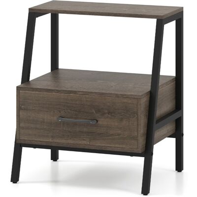 CostwayTable de Nuit avec Tiroir Table de Chevet à 3 Niveaux avec Étagère Ouverte Table d'Appoint Compacte avec Cadre Métallique Robuste Gris - Publicité CostwayTable de Nuit avec Tiroir Table de Chevet à 3 Niveaux avec Étagère Ouverte Table d'Appoint Compacte avec Cadre Métallique Robuste Gris - Publicité