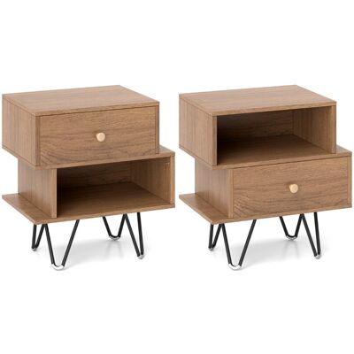 CostwayEnsemble de Tables de Chevet 2 Tables de Bout de Style Moderne du Milieu du Siècle avec Tiroir Amovible & Compartiment Ouvert Naturel - Publicité CostwayEnsemble de Tables de Chevet 2 Tables de Bout de Style Moderne du Milieu du Siècle avec Tiroir Amovible & Compartiment Ouvert Naturel - Publicité