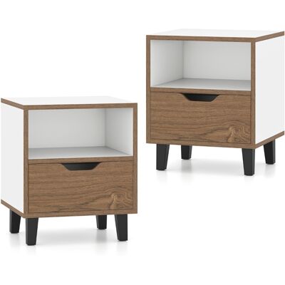 CostwayLot de 2 Table de Chevet Table de Nuit Moderne de Style Mi-siècle avec Tiroir Étagère de Rangement Ouverte Pieds Métalliques Naturel - Publicité CostwayLot de 2 Table de Chevet Table de Nuit Moderne de Style Mi-siècle avec Tiroir Étagère de Rangement Ouverte Pieds Métalliques Naturel - Publicité