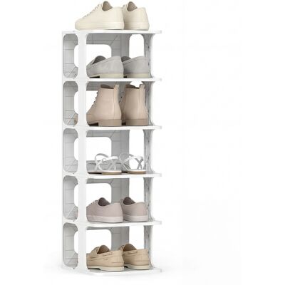 CostwayÉtagère à Chaussures Empilable à 6 Niveaux Organiseur de Chaussures Vertical Compact Étagère à Chaussures Étroite en Plastique Blanc - Publicité CostwayÉtagère à Chaussures Empilable à 6 Niveaux Organiseur de Chaussures Vertical Compact Étagère à Chaussures Étroite en Plastique Blanc - Publicité