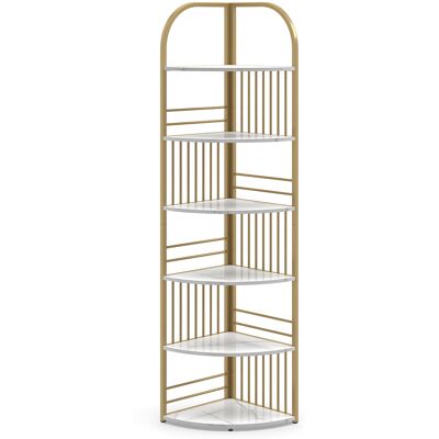 CostwayÉtagère d'Angle à 6 Niveaux 181,5 cm Bibliothèque d'Angle Autoportante avec Cadre Métallique Robuste Présentoir Vertical Blanc - Publicité CostwayÉtagère d'Angle à 6 Niveaux 181,5 cm Bibliothèque d'Angle Autoportante avec Cadre Métallique Robuste Présentoir Vertical Blanc - Publicité