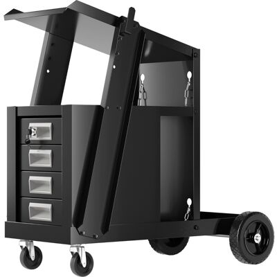 CostwayChariot d'Atelier de Soudage à 4 Tiroirs avec Stockage de Réservoir Chariot à Outils avec Chaîne de Sécurité Charge 45 KG Noir - Publicité CostwayChariot d'Atelier de Soudage à 4 Tiroirs avec Stockage de Réservoir Chariot à Outils avec Chaîne de Sécurité Charge 45 KG Noir - Publicité