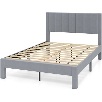 CostwayCadre de Lit Plateforme Rembourré Cadre de Lit Double 200x140cm avec Tête de Lit en Velours et Lattes en Bois pas Besoin de Sommier Gris - Publicité CostwayCadre de Lit Plateforme Rembourré Cadre de Lit Double 200x140cm avec Tête de Lit en Velours et Lattes en Bois pas Besoin de Sommier Gris - Publicité