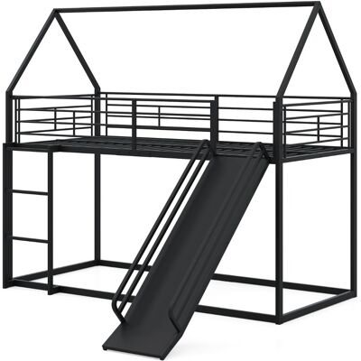 CostwayLit Superposé Maison avec Toboggan Cadre Bas avec Barrière de Sécurité et Échelle Lit Mezzanine Robuste 200 x 90 cm Noir - Publicité CostwayLit Superposé Maison avec Toboggan Cadre Bas avec Barrière de Sécurité et Échelle Lit Mezzanine Robuste 200 x 90 cm Noir - Publicité