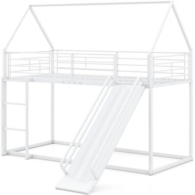 CostwayLit Superposé Maison avec Toboggan Cadre Bas avec Barrière de Sécurité et Échelle Lit Mezzanine Robuste 200 x 90 cm Blanc - Publicité CostwayLit Superposé Maison avec Toboggan Cadre Bas avec Barrière de Sécurité et Échelle Lit Mezzanine Robuste 200 x 90 cm Blanc - Publicité