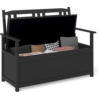 CostwayBanc de Rangement de Patio 185L Canapé de Rangement en Bois Massif avec Dossier et Accoudoirs Coffre de Terrasse pour 2 Personnes Noir - Publicité CostwayBanc de Rangement de Patio 185L Canapé de Rangement en Bois Massif avec Dossier et Accoudoirs Coffre de Terrasse pour 2 Personnes Noir - Publicité