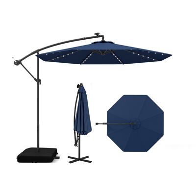CostwayParasol Déporté de 3 m avec 32 Lumières LED Panneau Solaire Batterie, Sac de Sable Auvent Imperméable Parasol pour Jardin Piscine Patio Bleu - Publicité CostwayParasol Déporté de 3 m avec 32 Lumières LED Panneau Solaire Batterie, Sac de Sable Auvent Imperméable Parasol pour Jardin Piscine Patio Bleu - Publicité
