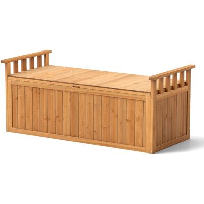 CostwayBanc de Rangement en Bois Banc d'Extérieur à 2 Places de 209 L avec Accoudoirs Coffre de Stockage en Bois Charge 100KG Naturel - Publicité CostwayBanc de Rangement en Bois Banc d'Extérieur à 2 Places de 209 L avec Accoudoirs Coffre de Stockage en Bois Charge 100KG Naturel - Publicité
