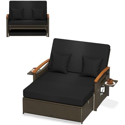 CostwaySalon de Jardin en Rotin PE Ottoman de Rangement Dossier Réglable à 4 Positions Plateau Latéral Rétractable Noir - Publicité CostwaySalon de Jardin en Rotin PE Ottoman de Rangement Dossier Réglable à 4 Positions Plateau Latéral Rétractable Noir - Publicité