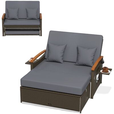 CostwaySalon de Jardin en Rotin PE Ottoman de Rangement Dossier Réglable à 4 Positions Plateau Latéral Rétractable Gris - Publicité CostwaySalon de Jardin en Rotin PE Ottoman de Rangement Dossier Réglable à 4 Positions Plateau Latéral Rétractable Gris - Publicité