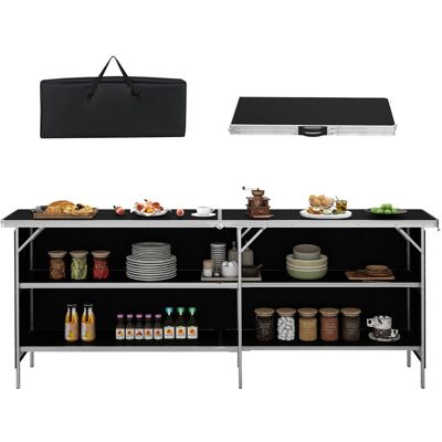 CostwayTable de Camping Pliante à 2 Niveaux Table de Pique-Nique en Aluminium avec Plateau Sac de Transport Charge Total 120KG 206x38x83cm Noir - Publicité CostwayTable de Camping Pliante à 2 Niveaux Table de Pique-Nique en Aluminium avec Plateau Sac de Transport Charge Total 120KG 206x38x83cm Noir - Publicité