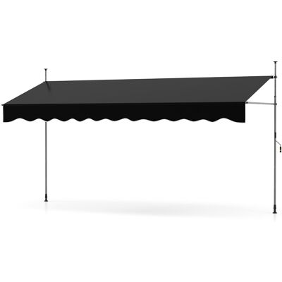 CostwayStore Banne Manuel Rétractable 400cm x 210-300cm Sans Perçage Auvent Pare-Soleil Réglable avec Manivelle Abri Noir - Publicité CostwayStore Banne Manuel Rétractable 400cm x 210-300cm Sans Perçage Auvent Pare-Soleil Réglable avec Manivelle Abri Noir - Publicité
