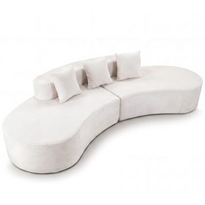 CostwayCanapé Modulable 5 Places Incurvé Velours Côtelé sans Armature 3 Coussins Mousse sans Montage Beige Salon Chambre Bureau 305,5x132x63CM - Publicité CostwayCanapé Modulable 5 Places Incurvé Velours Côtelé sans Armature 3 Coussins Mousse sans Montage Beige Salon Chambre Bureau 305,5x132x63CM - Publicité