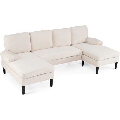 CostwayCanapé d'Angle Convertible en U Grand Canapé 4 Places Modulable en Velours Côtelé avec 4 Coussins Convertibles Beige - Publicité CostwayCanapé d'Angle Convertible en U Grand Canapé 4 Places Modulable en Velours Côtelé avec 4 Coussins Convertibles Beige - Publicité