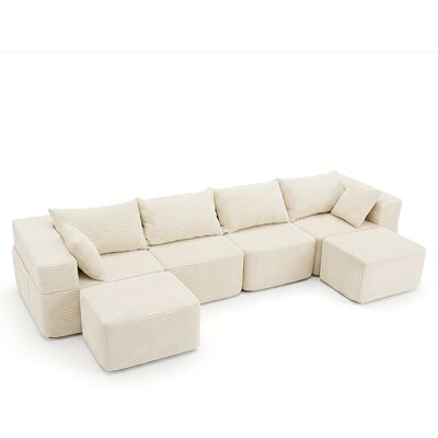 CostwayCanapé d'Angle Modulable en Velours Côtelé avec Assise Profonde 2 Tabourets Coussins Accoudoirs Poches Latérales Housses Lavables Beige - Publicité CostwayCanapé d'Angle Modulable en Velours Côtelé avec Assise Profonde 2 Tabourets Coussins Accoudoirs Poches Latérales Housses Lavables Beige - Publicité