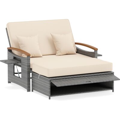 CostwayEnsemble Canapé-lit en Rotin pour Terrasse Canapé 2 Places et Pouf avec Rangement Dossier Réglable sur 4 Niveaux Brun - Publicité CostwayEnsemble Canapé-lit en Rotin pour Terrasse Canapé 2 Places et Pouf avec Rangement Dossier Réglable sur 4 Niveaux Brun - Publicité